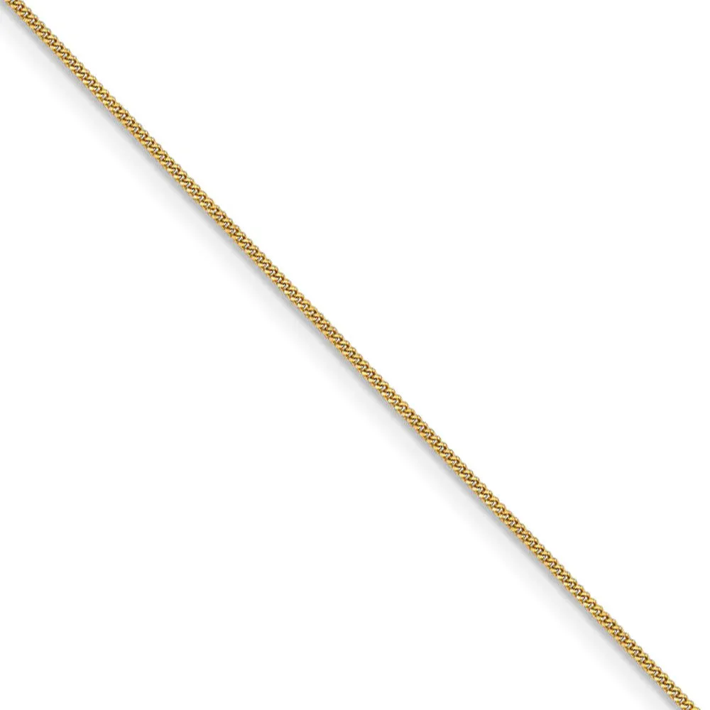 0.9mm, 14k Yellow Gold, Solid Curb Chain Necklace