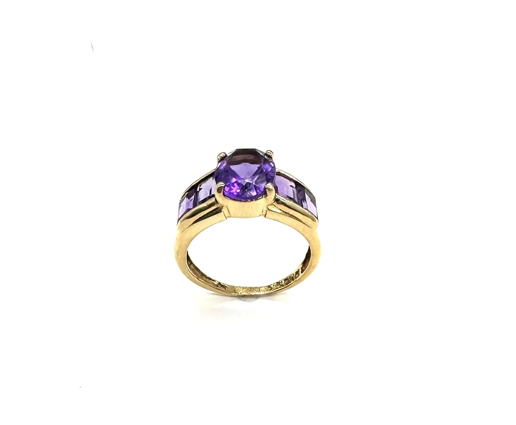 10k yellow Gold Square & Oval Purple Gemstones