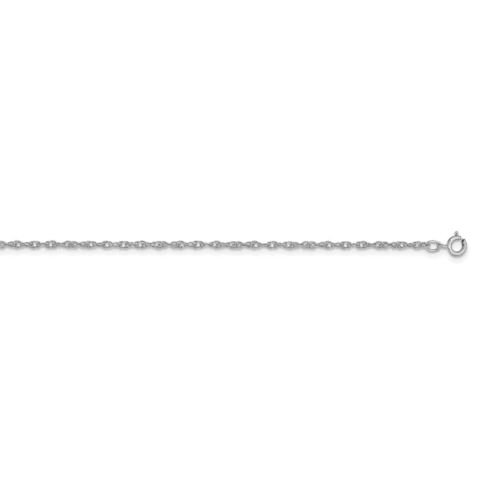 1.15mm, 14k White Gold, Cable Rope Chain Necklace