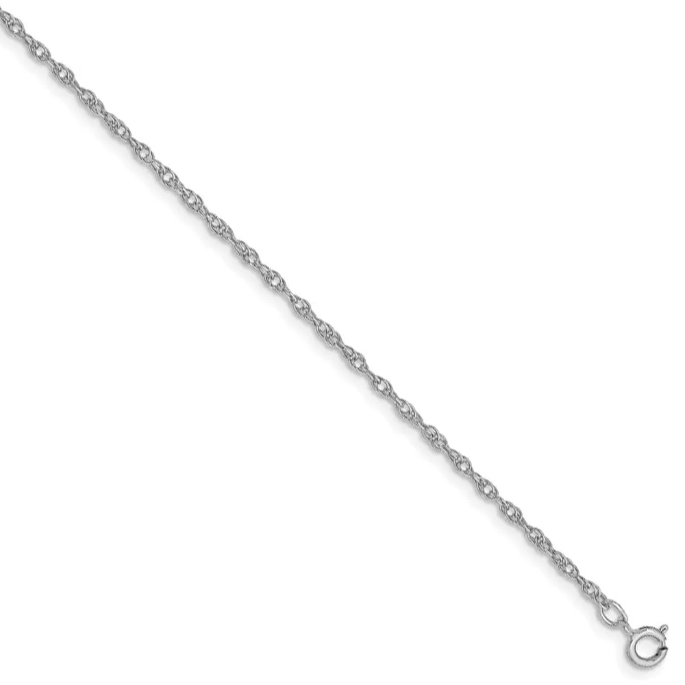 1.15mm, 14k White Gold, Cable Rope Chain Necklace