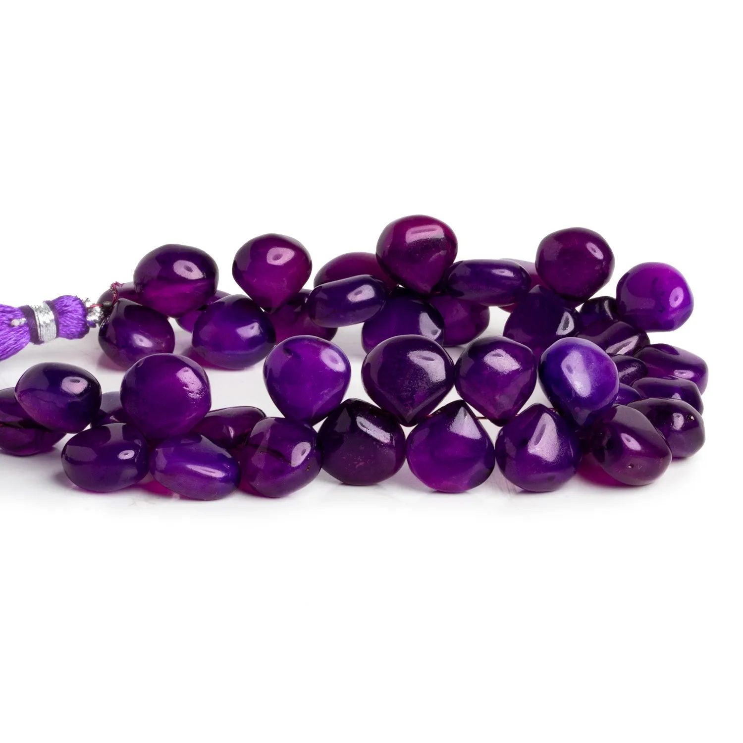 11mm Purple Chalcedony Plain Hearts 8 inch 37 beads