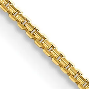 1.25mm 14K Yellow Gold Solid Concave Box Chain Necklace