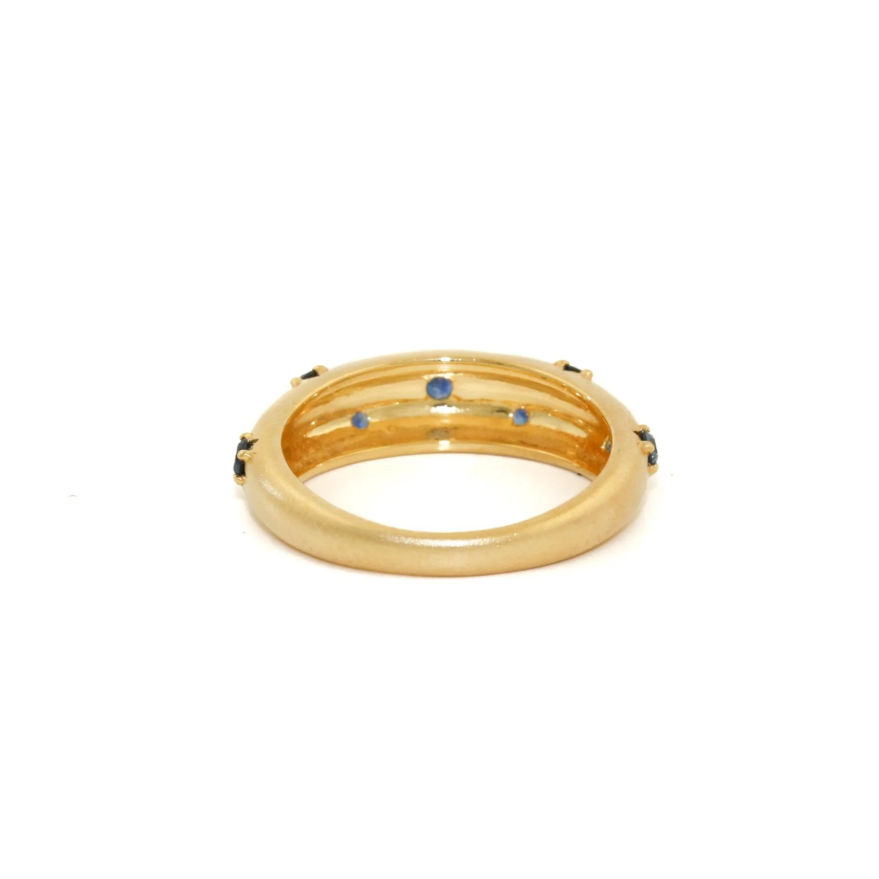 14k Matte Gold x 5mm Blue Sapphire Star Bombe Band