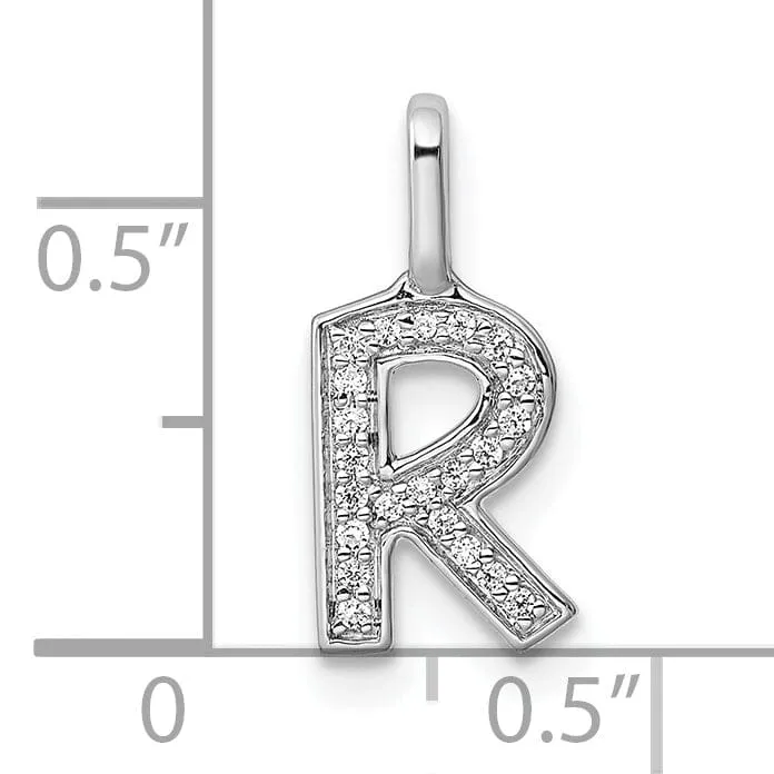 14K White Gold Diamond 0.072-CT Lower Case Style R Initial Charm