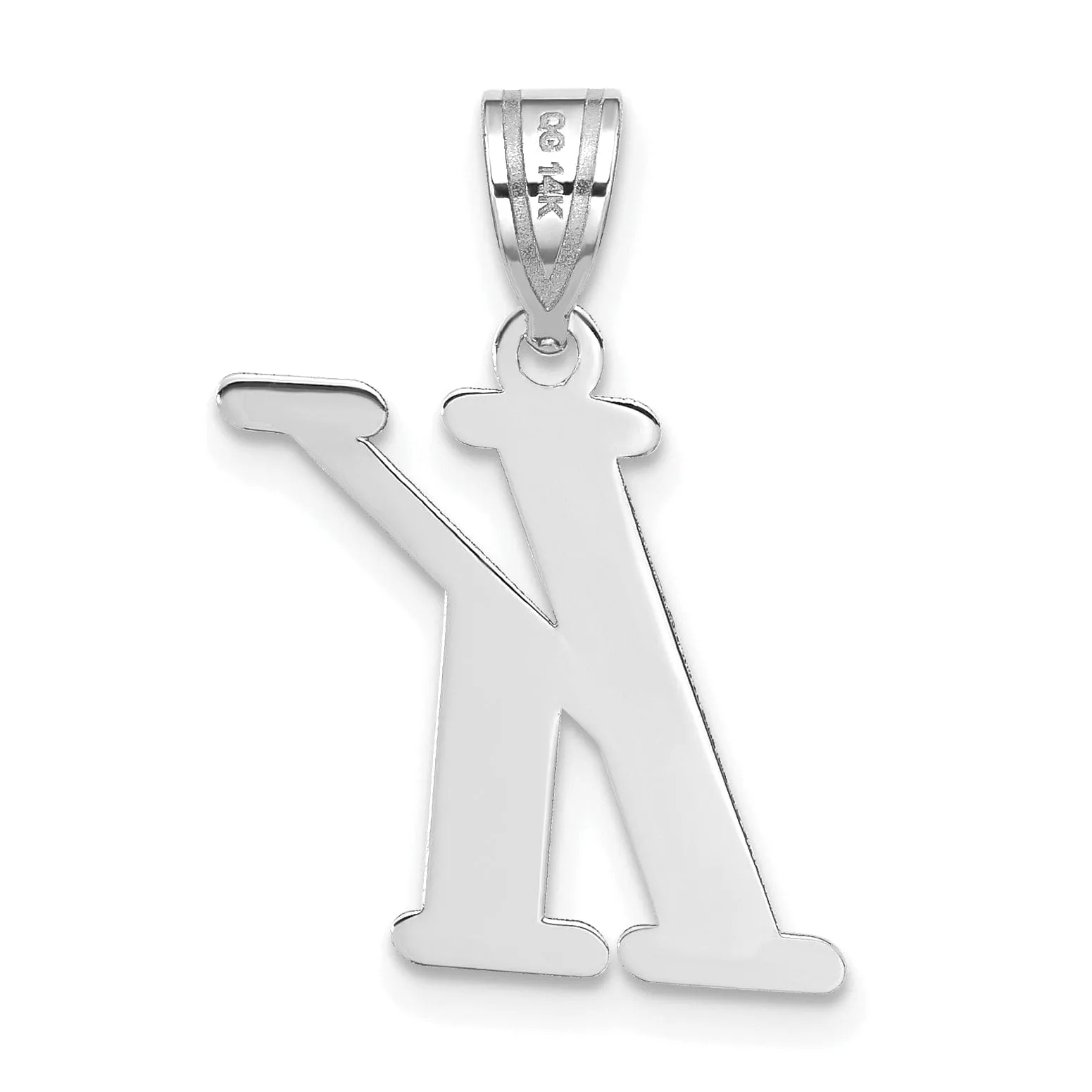 14k White Gold  Slanted Design Letter K Initial Charm Pendant