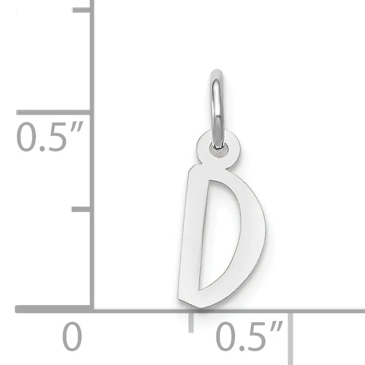 14k White Gold Small Slanted Block Letter D Initial Pendant