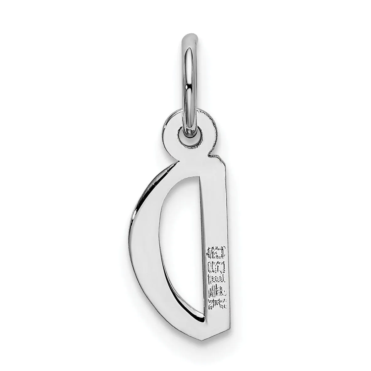 14k White Gold Small Slanted Block Letter D Initial Pendant