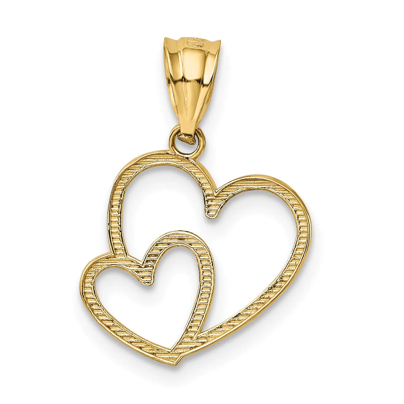 14k Yellow Gold Polished Double Design Heart Pendant