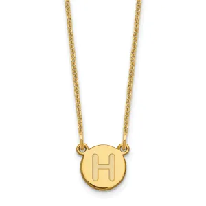 14k Yellow Gold Tiny Circle Block Letter I Initial Pendant and Necklace