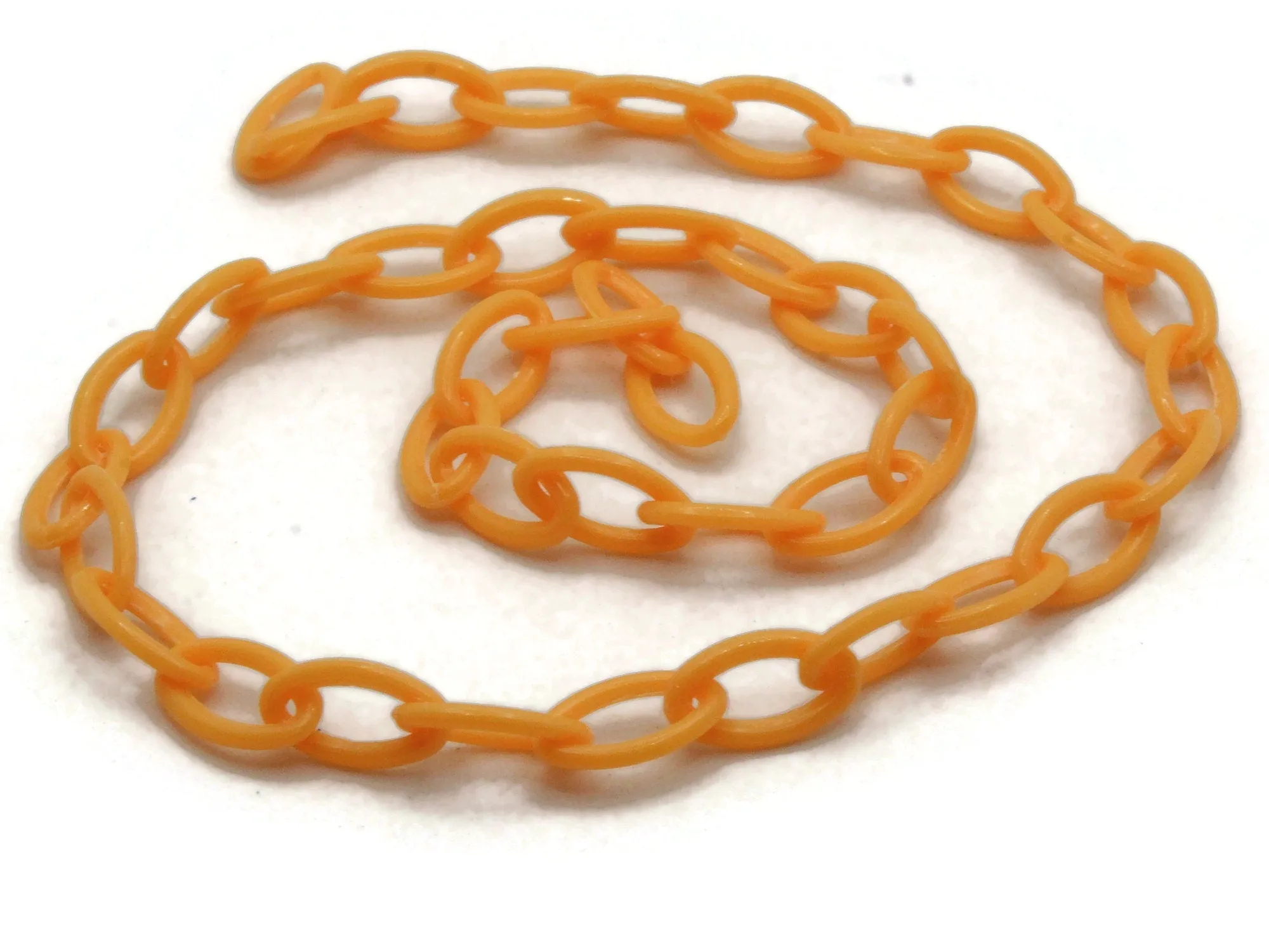 15.75 Inch Orange Plastic Oval Chain - 40cm chain - 13x8mm links