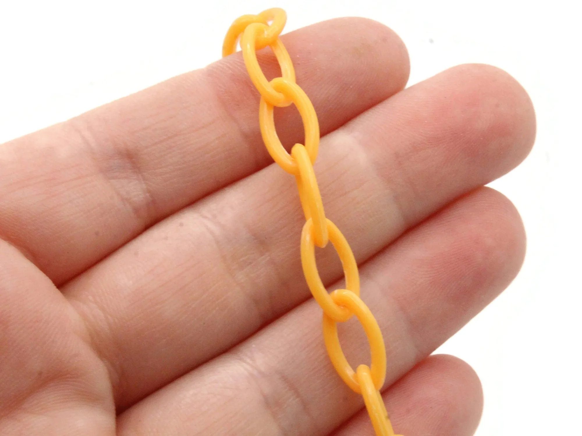 15.75 Inch Orange Plastic Oval Chain - 40cm chain - 13x8mm links