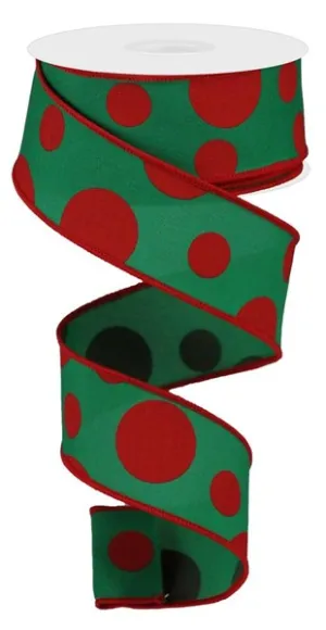 1.5"x10yd Giant Three Size Dots, Emerald Green/Red  ***ARRIVING FALL 2024***