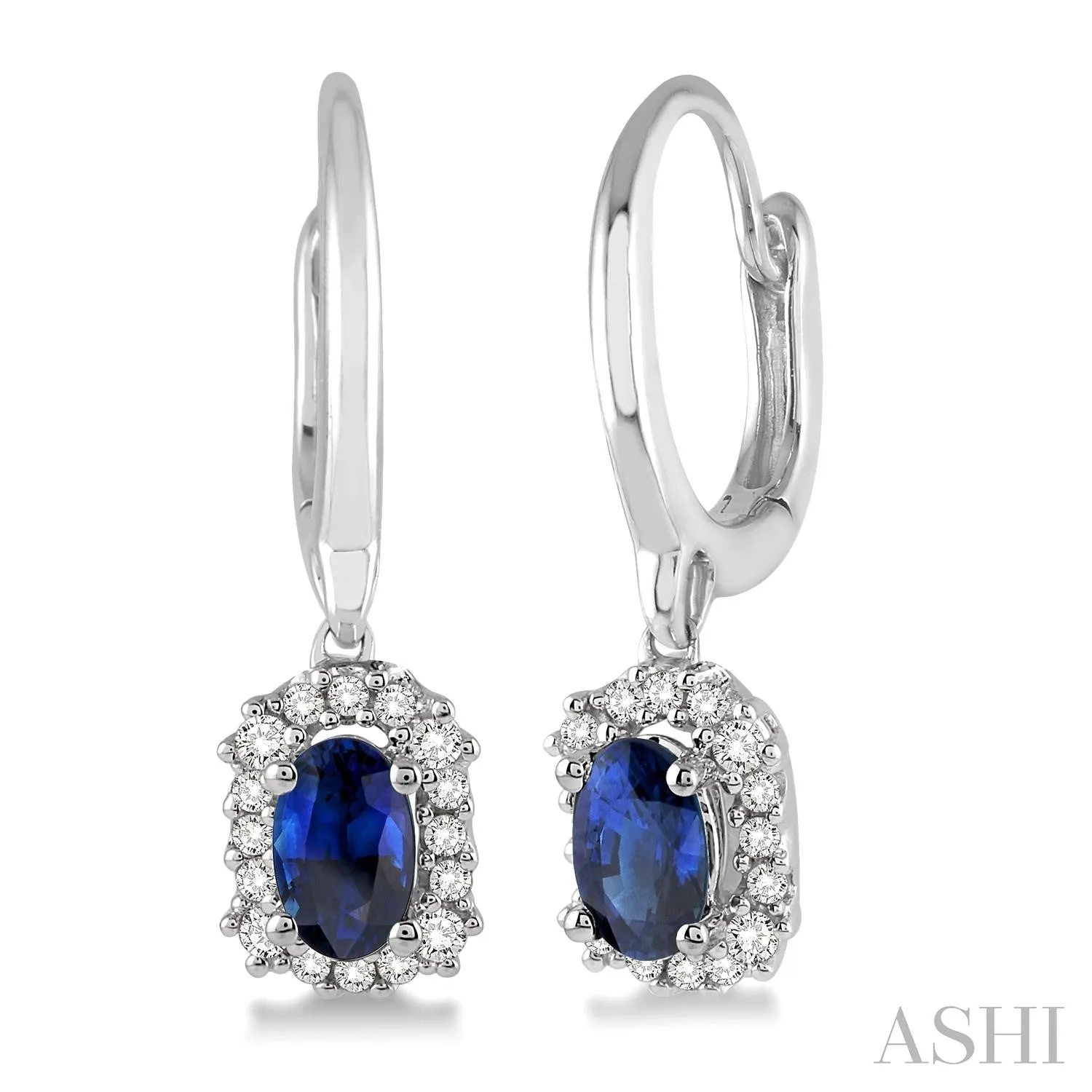 .16 CTW 14KW Gold Sapphire & Diamond Dangle Earrings