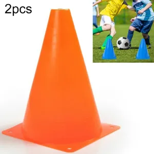 2 PCS Football Obstacle Sign Tube Thickening Road Block Cone without Hole, Size: 18 x 14cm(Orange)