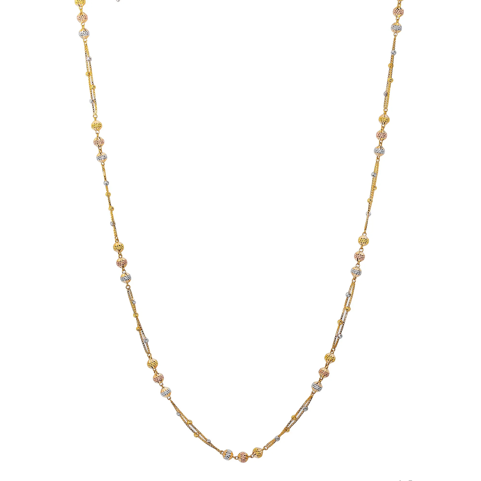 22K Multi-Tone Gold Beaded Chain (19.6gm)