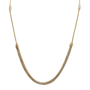 22K Multi Tone Gold Chain W/ Striped Bicone Beads & Draped Link Chains