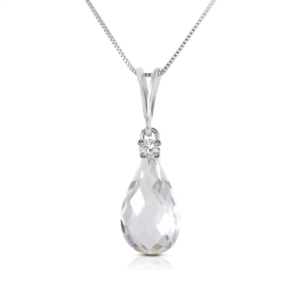 2.3 Carat 14K Solid White Gold These Skies White Topaz Diamond Necklace