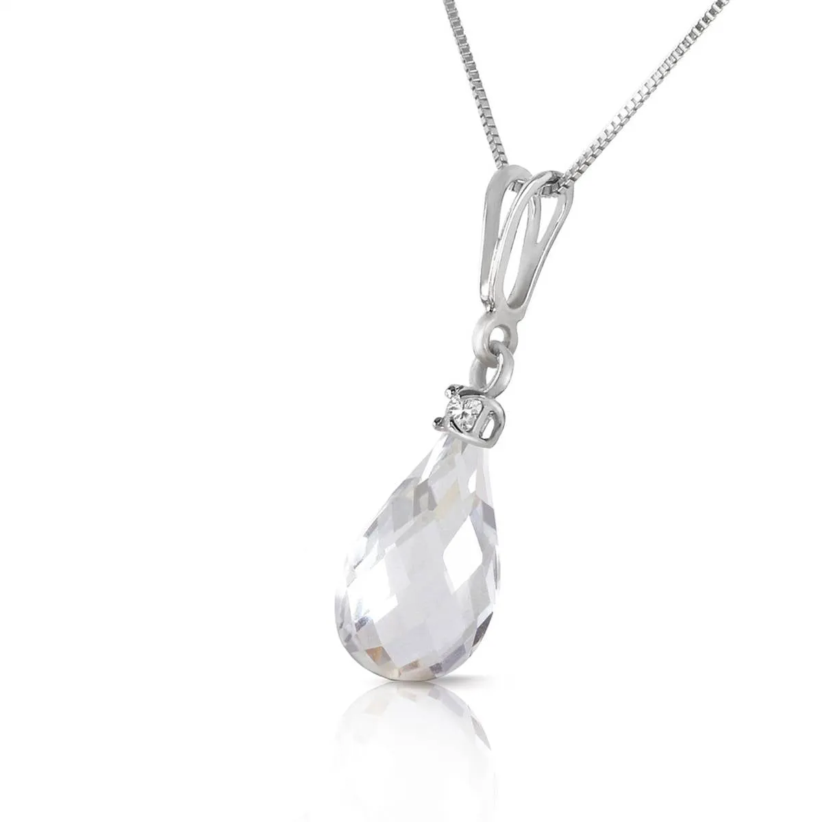 2.3 Carat 14K Solid White Gold These Skies White Topaz Diamond Necklace