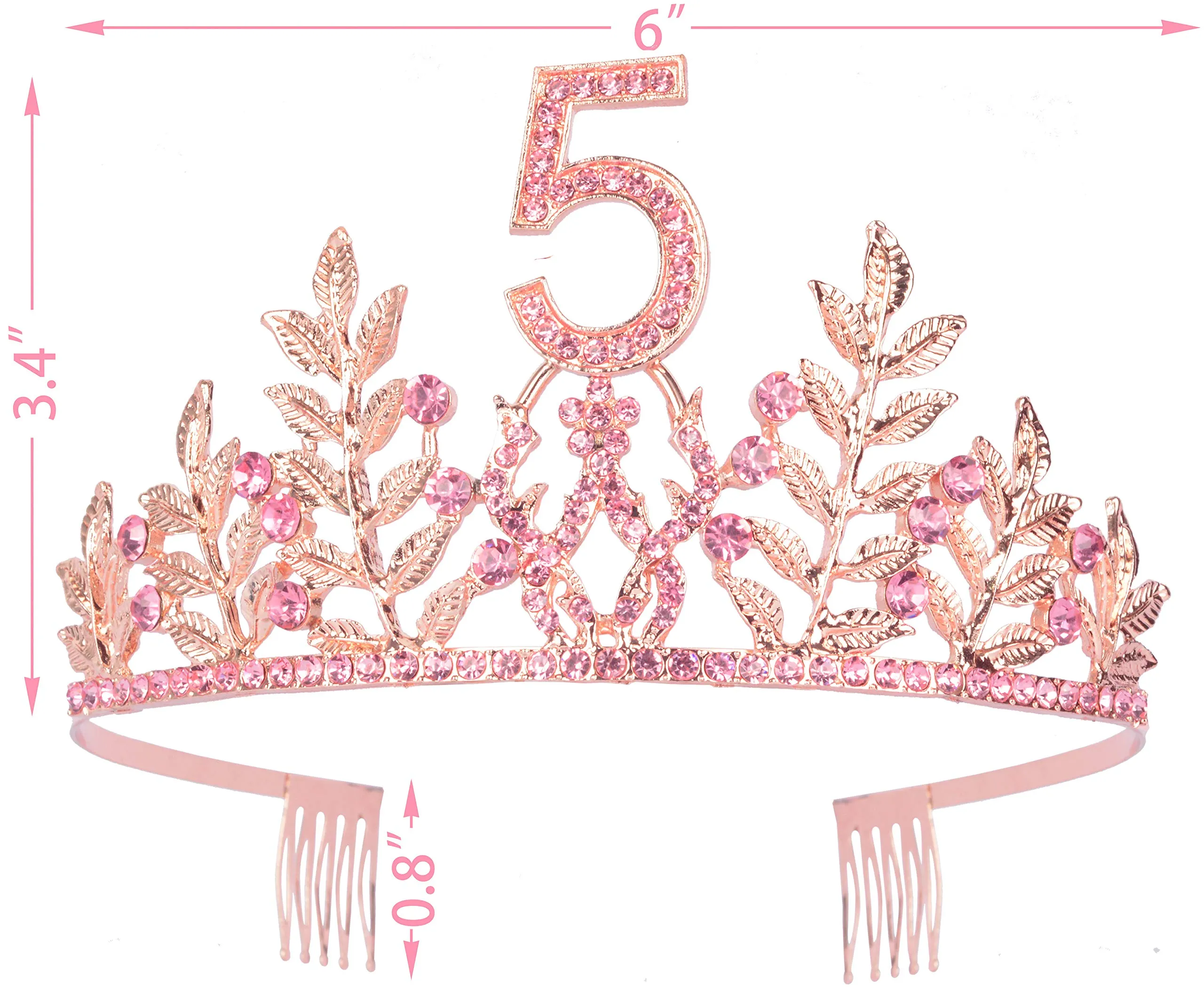 5th Birthday Gifts for Girls, 5th Birthday Tiara and Sash, 5th Fabulous Sash and Crystal