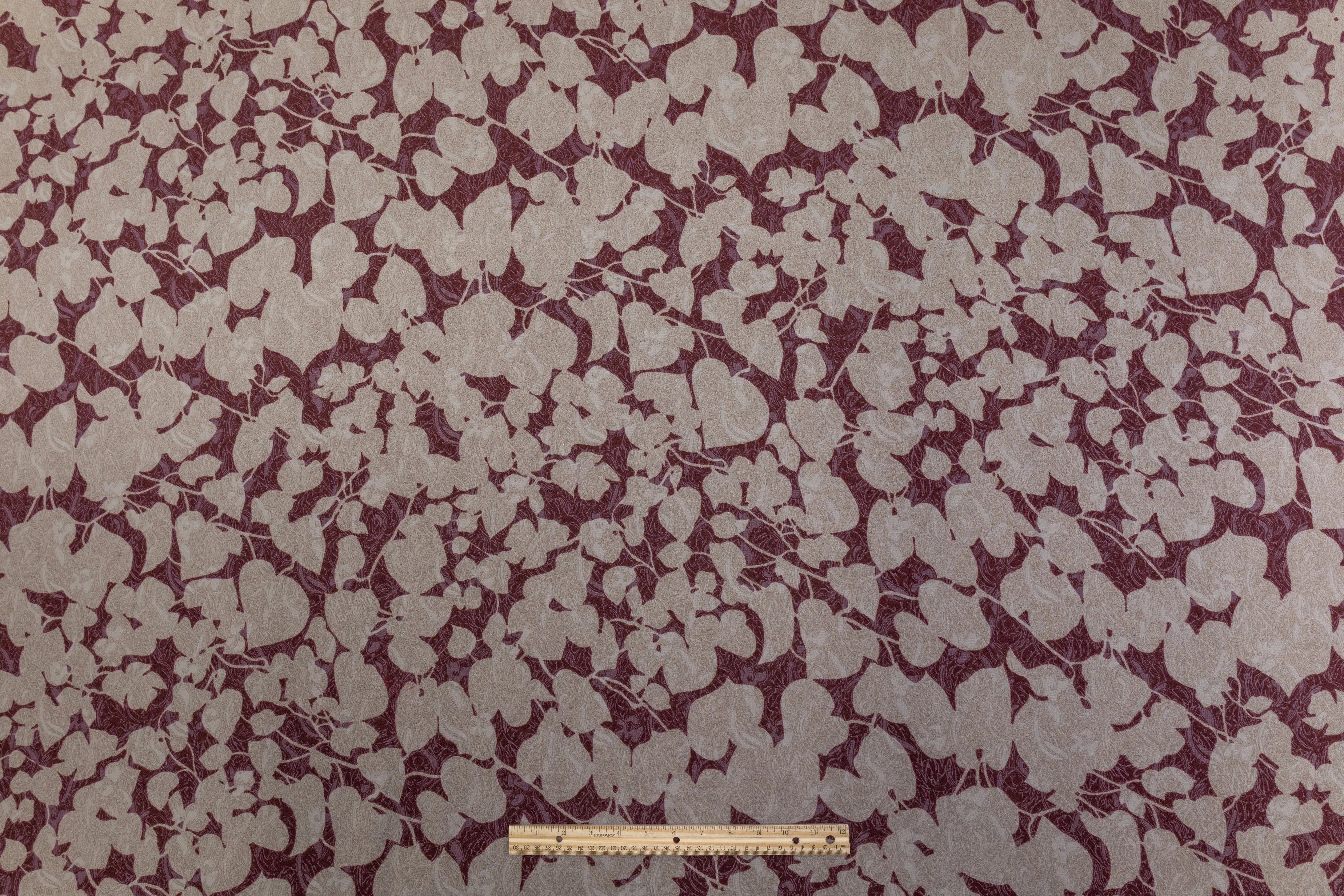 Abstract Italian Cotton Blend Brocade - Burgundy / Taupe