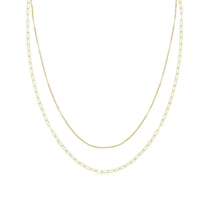 Acotis Silver Necklace Multichain with Yellow Gold Plating G3406GP