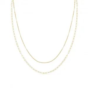 Acotis Silver Necklace Multichain with Yellow Gold Plating G3406GP