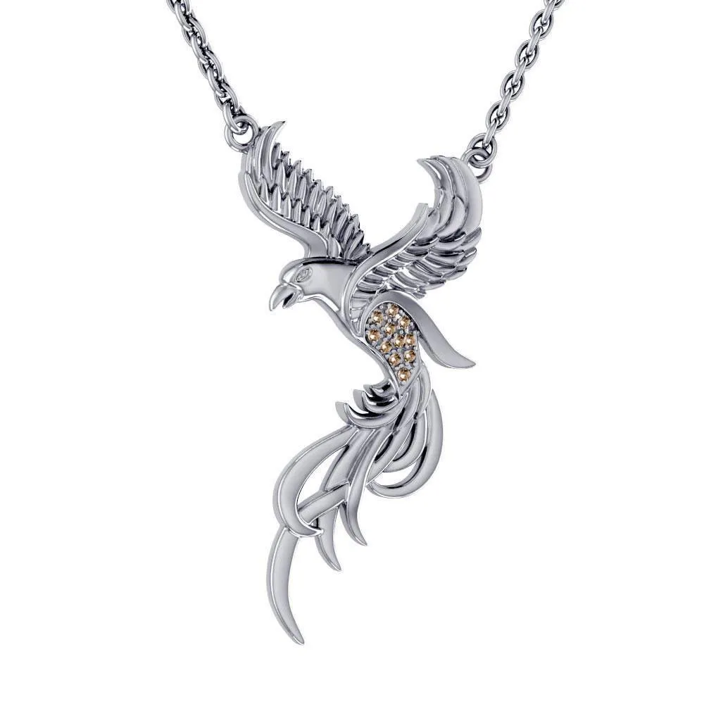 Alighting breakthrough of the Mythical Phoenix ~ Sterling Silver Jewelry Necklace TNC232