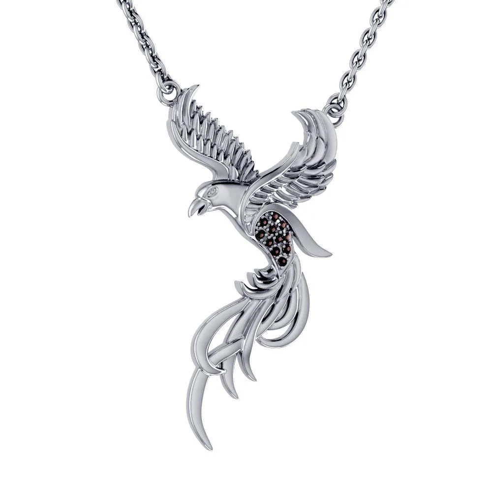 Alighting breakthrough of the Mythical Phoenix ~ Sterling Silver Jewelry Necklace TNC232