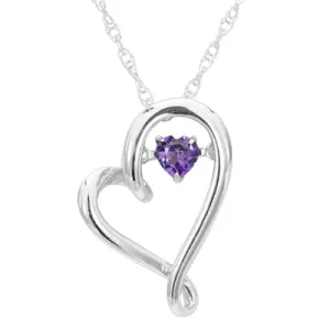 Amethyst Heart Necklace in Sterling Silver