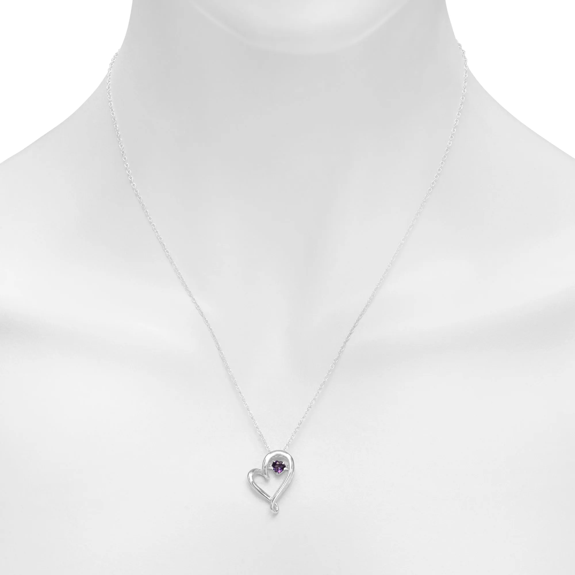 Amethyst Heart Necklace in Sterling Silver