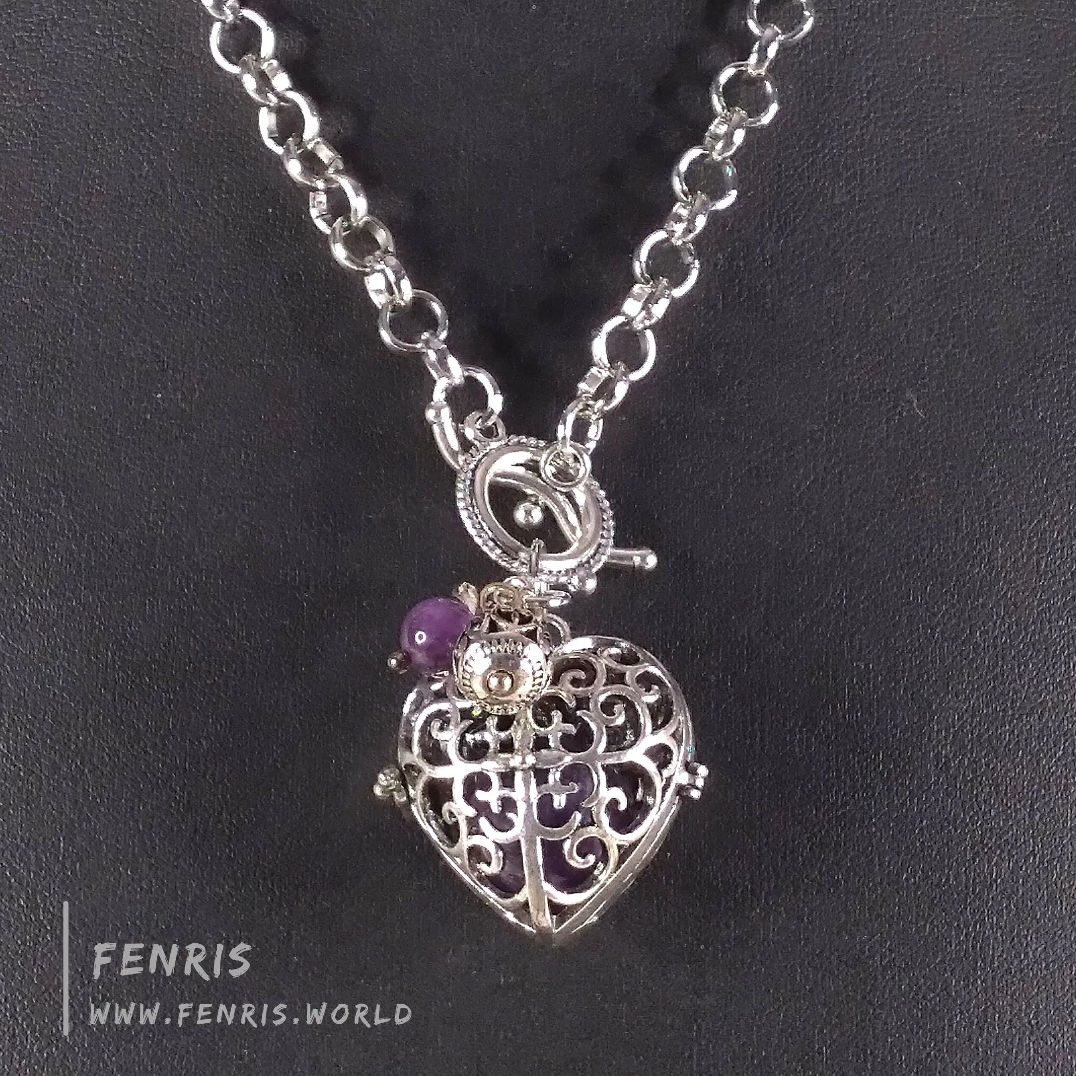 Amethyst Necklace Silver Heart Purple