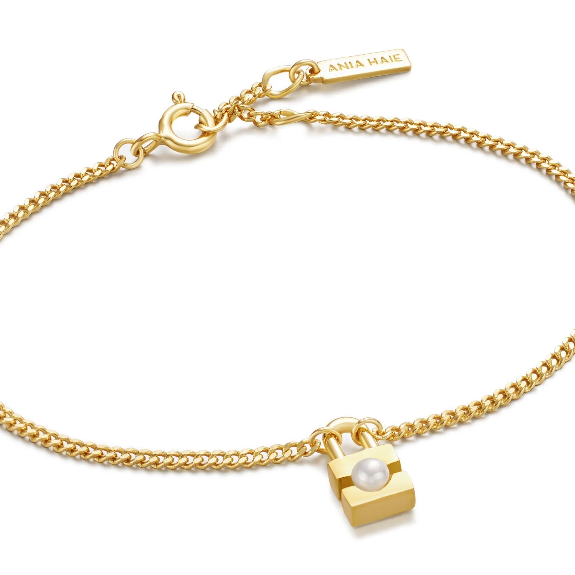 Ania Haie Gold Pearl Padlock Bracelet B054-01G