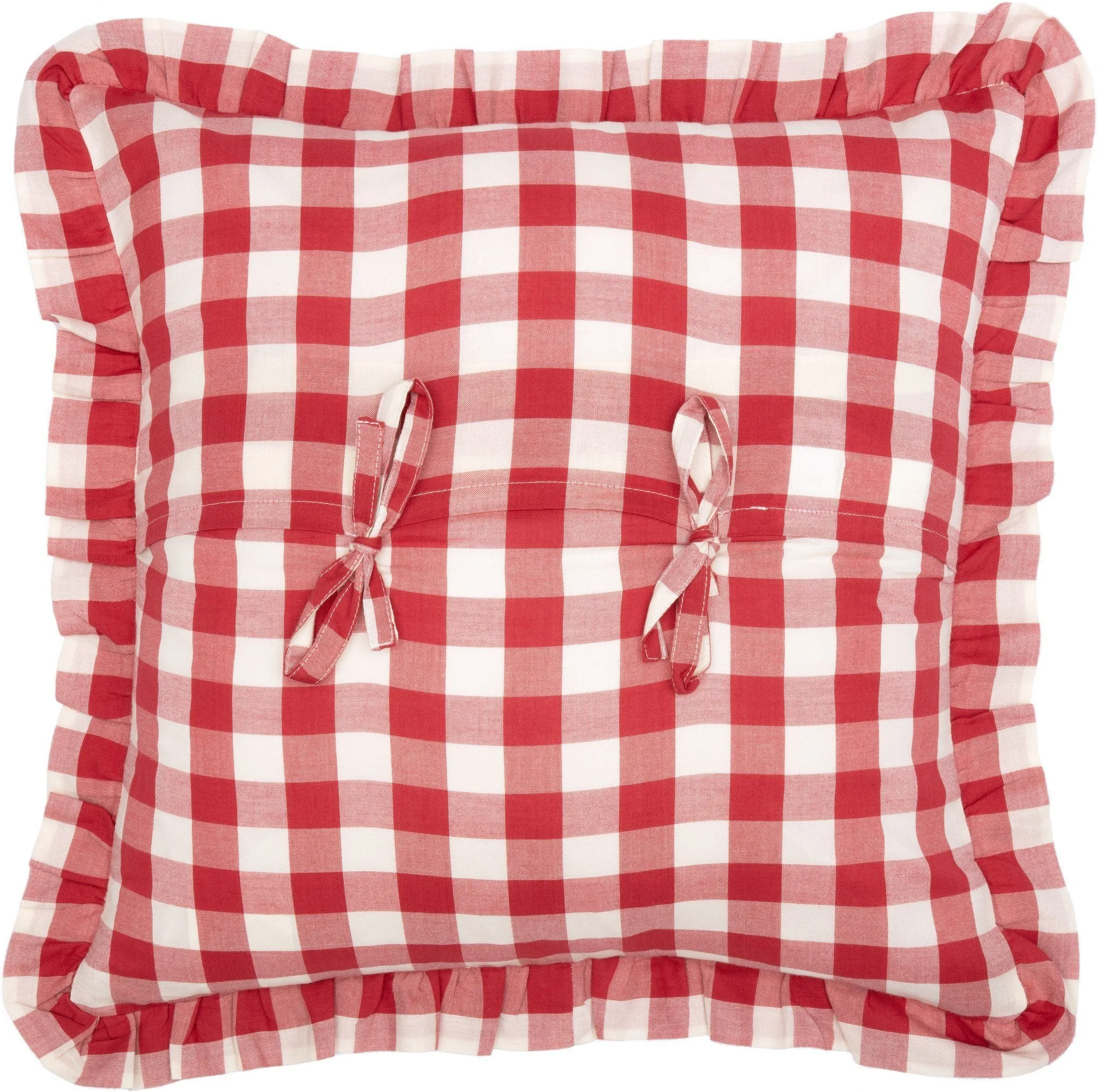 Annie Red Buffalo Check Fabric Pillow 18" Filled