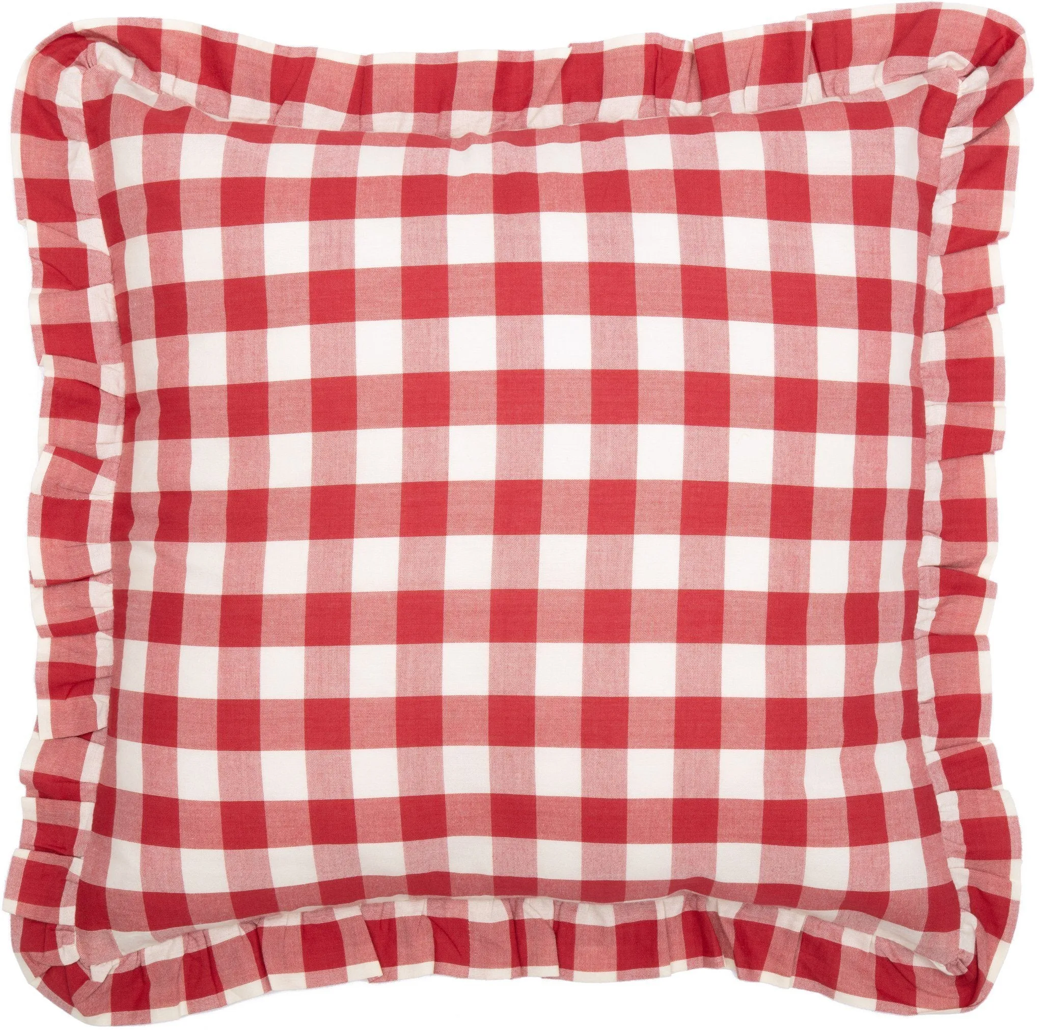 Annie Red Buffalo Check Fabric Pillow 18" Filled