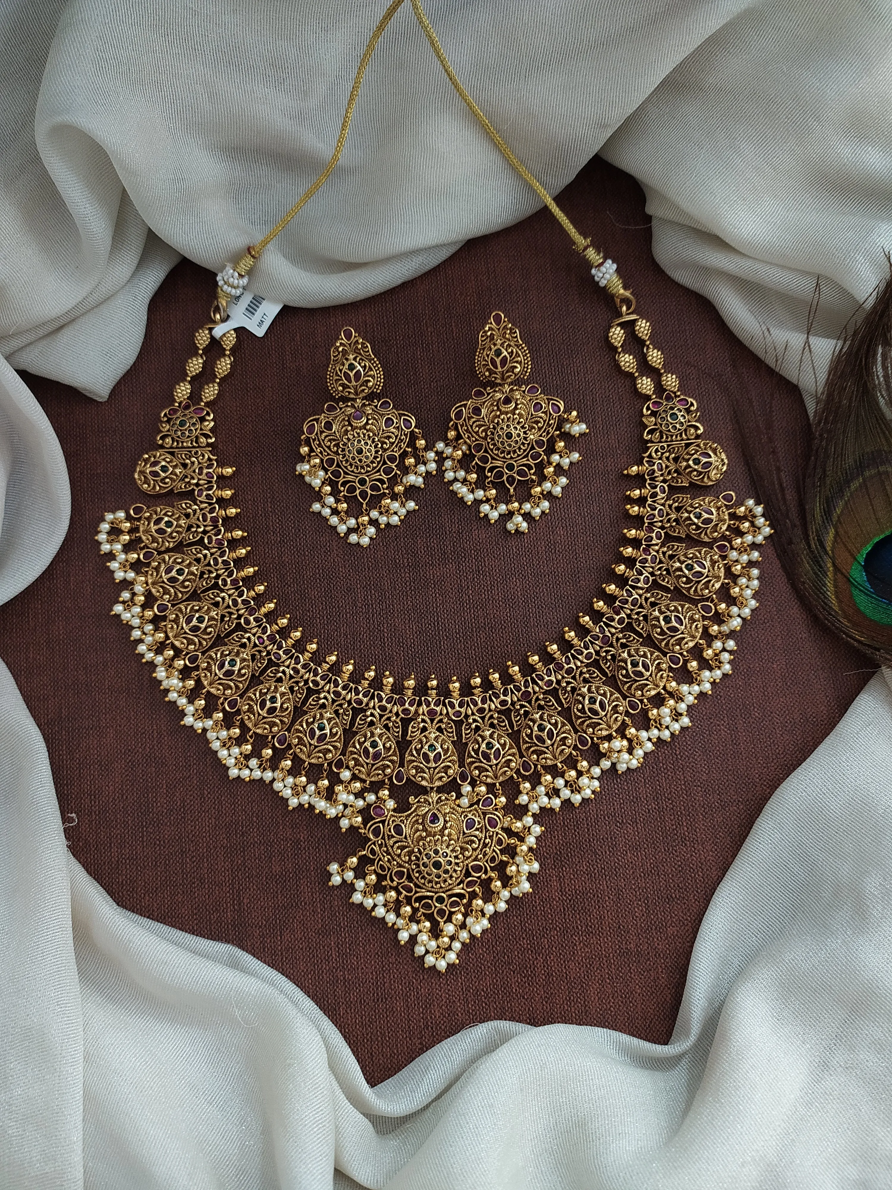 Antique Guttapusalu Necklace with Earrings - Perfect for All Occasions