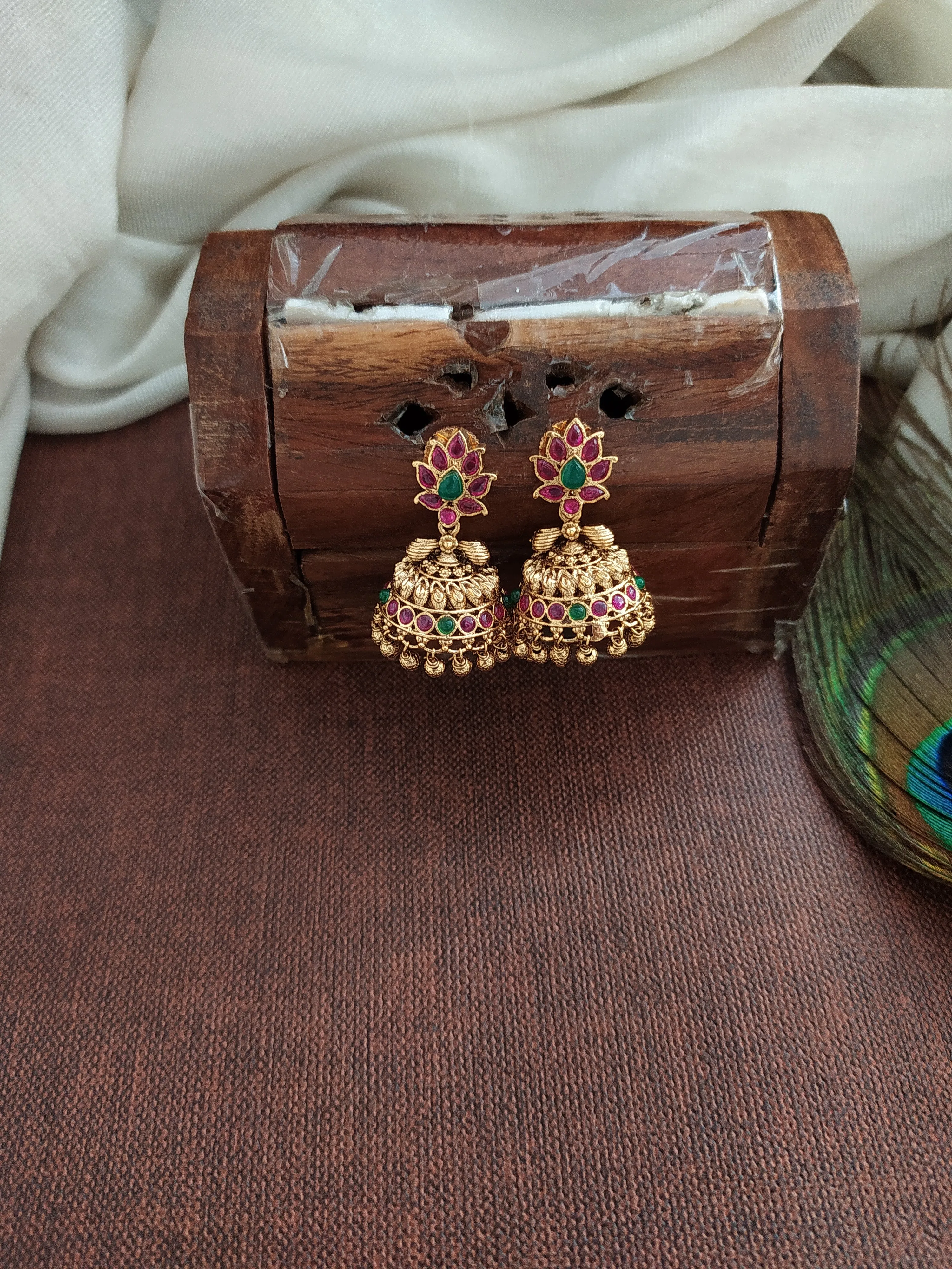 Antique Kerala Mango Necklace Set with Matching Jhumkis