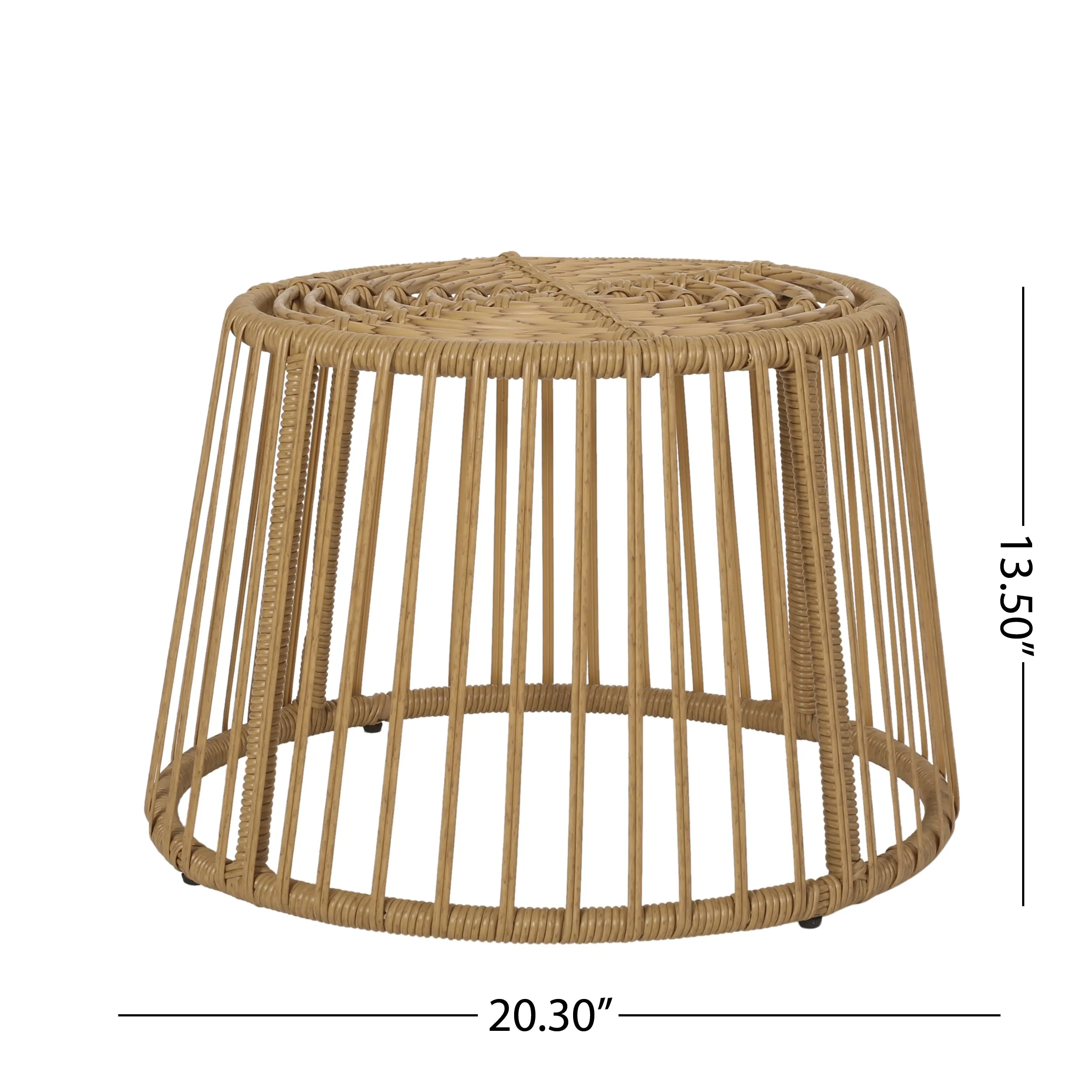 Apulia Outdoor Wicker Side Table, Light Brown