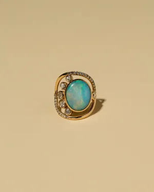 Australian Opal, Diamond & Sapphire Ring