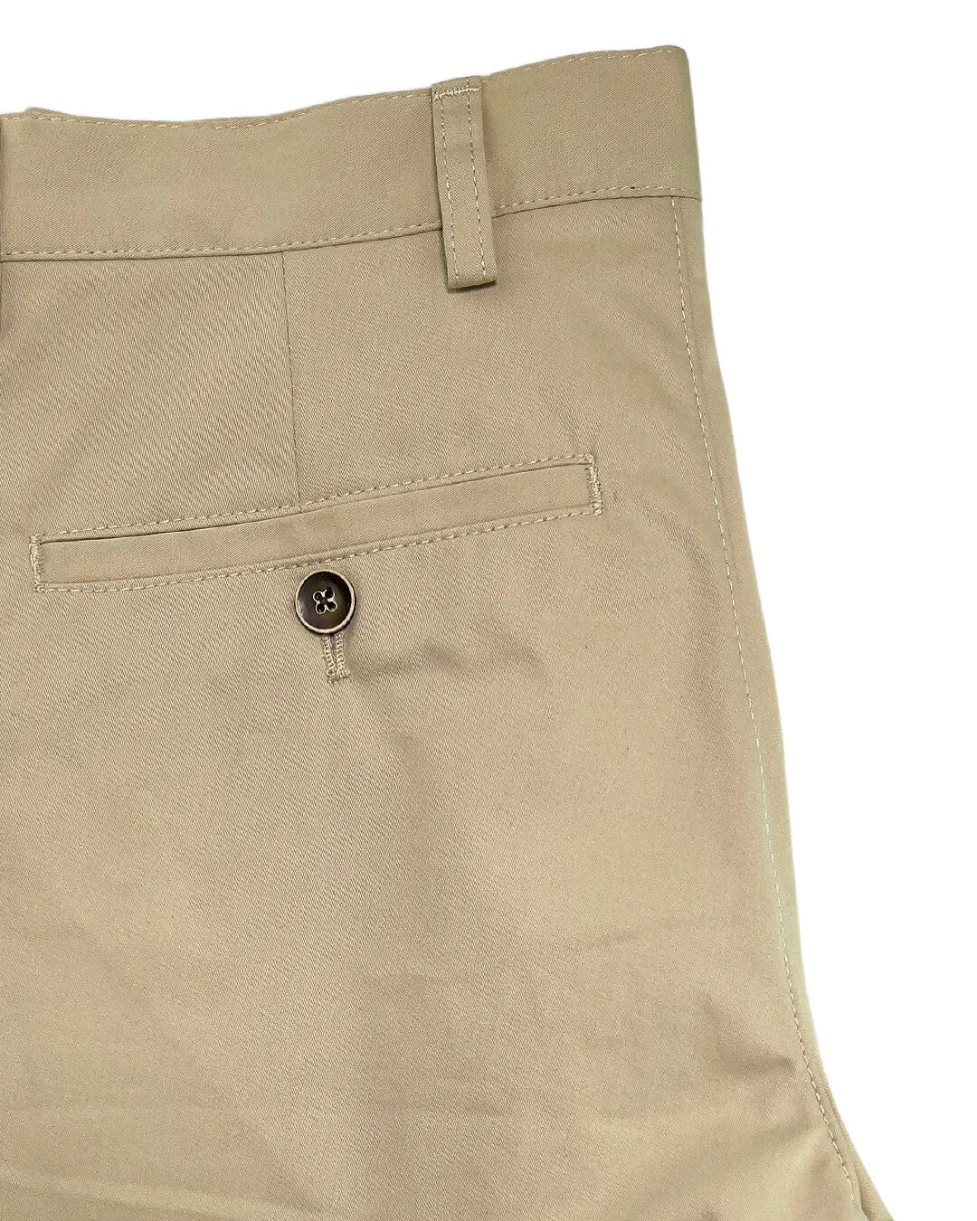 Beige Plain Twill Shorts