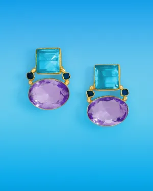 Berkley Geometric Earrings in Blue and Amethyst Purple