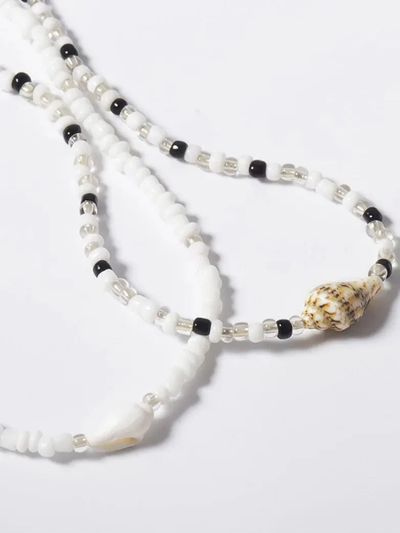 Bohe Conch Rice Bead Double Necklace