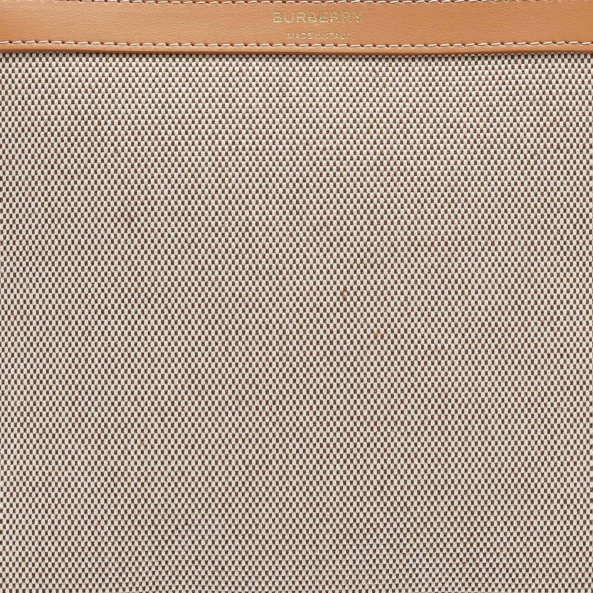 BURBERRY Beige/Tan Canvas and Leather Wristlet Pouch