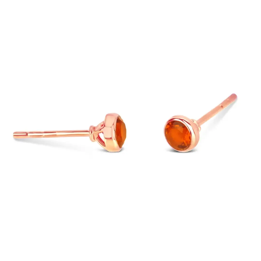 Carnelian Mini Stud Earrings Rose Gold July Birthstone