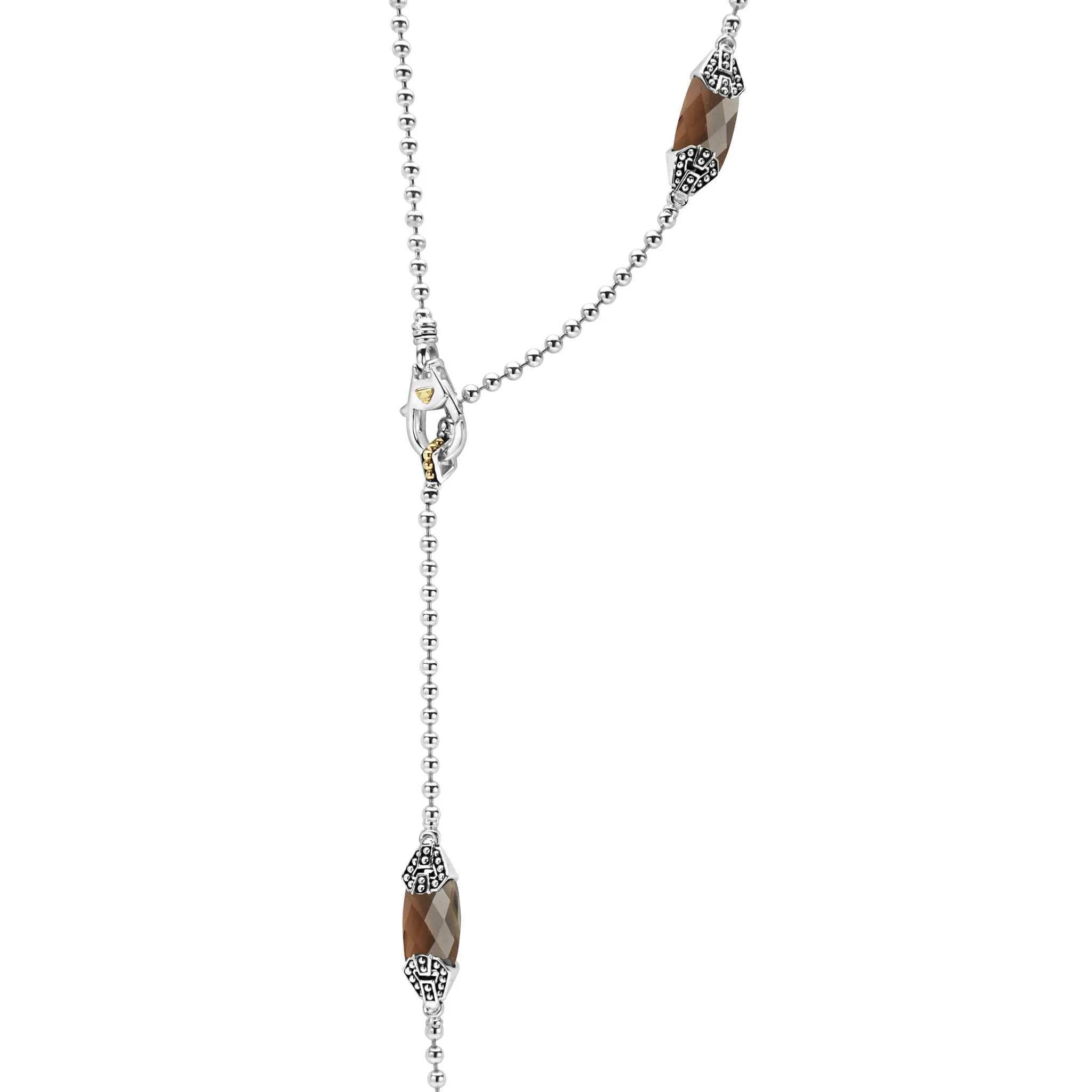 Caviar Color Six Station Smokey Quartz Necklace