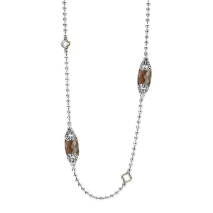 Caviar Color Six Station Smokey Quartz Necklace