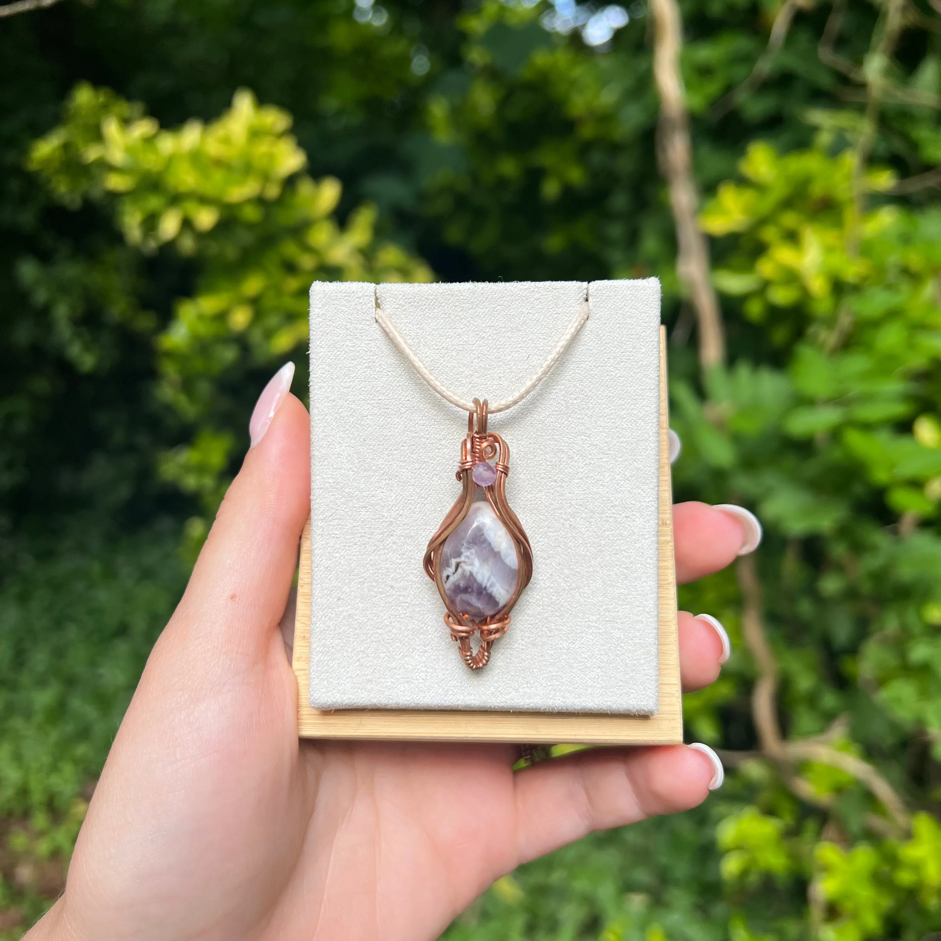 Chevron Amethyst Wire-Wrapped Pendant