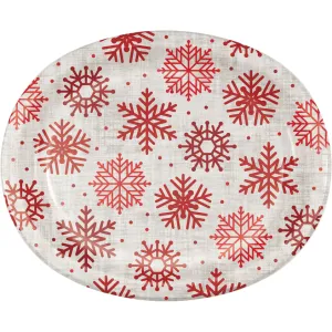 Christmas Let It Snow Oval Plates 10"x12" | 8ct