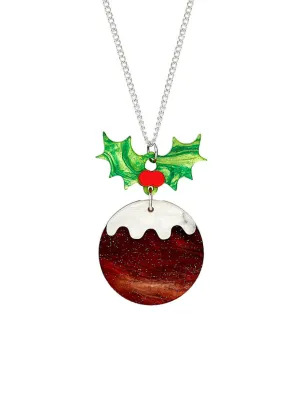 Christmas Pudding Pendant - Glitter