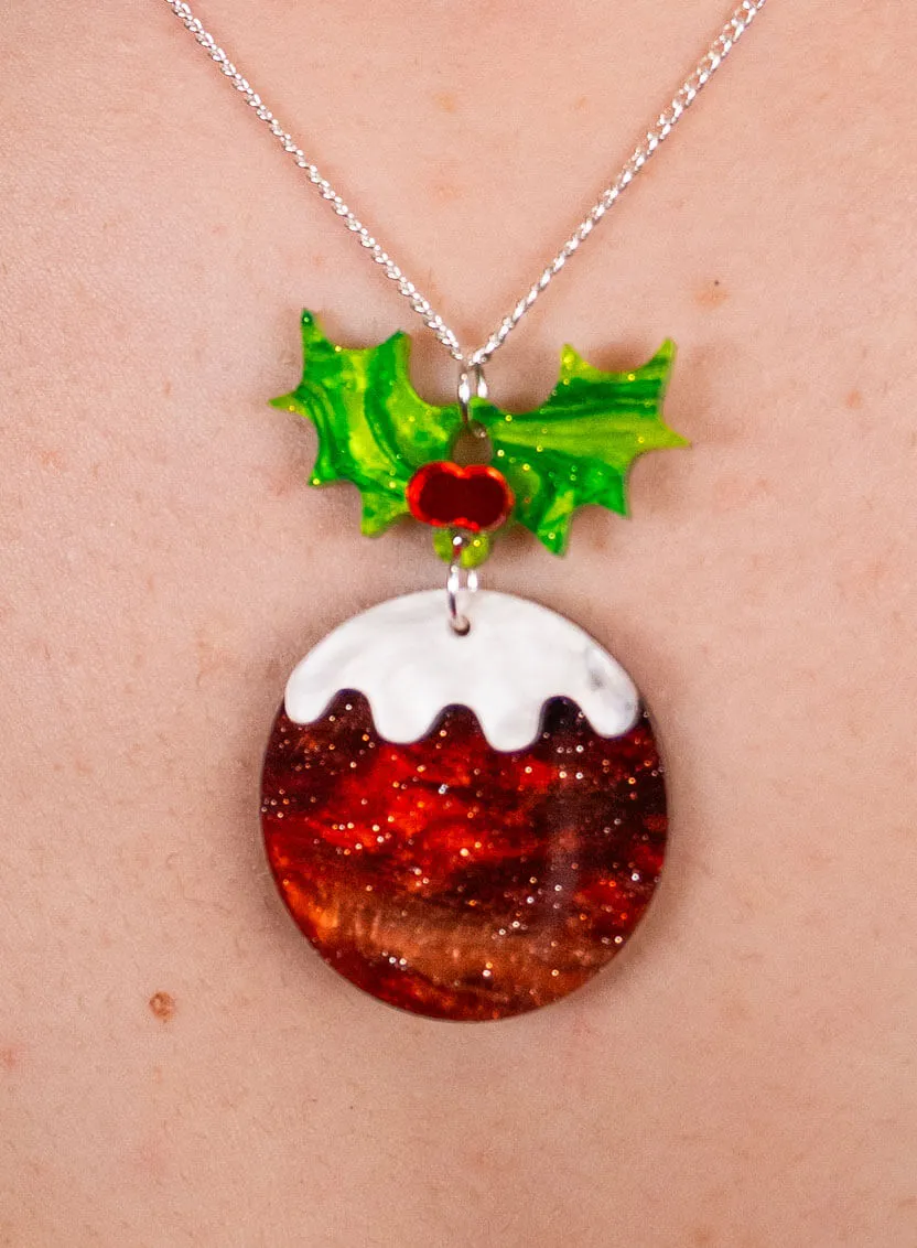 Christmas Pudding Pendant - Glitter