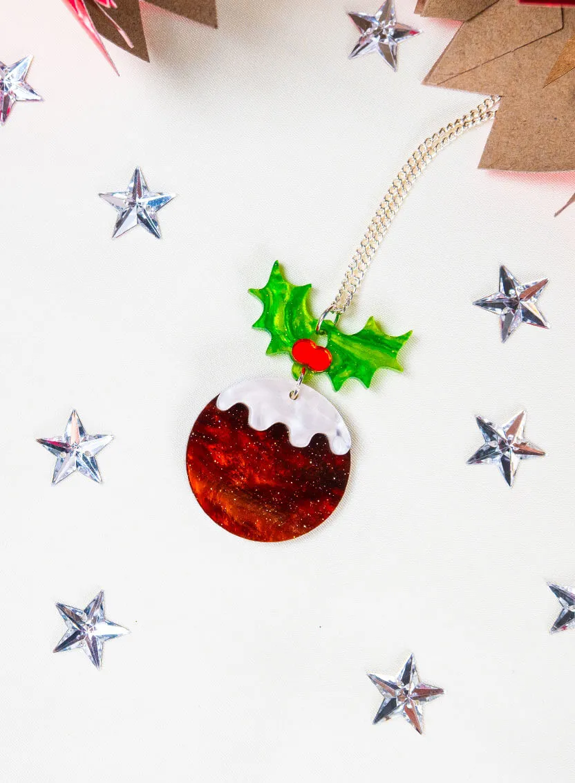 Christmas Pudding Pendant - Glitter